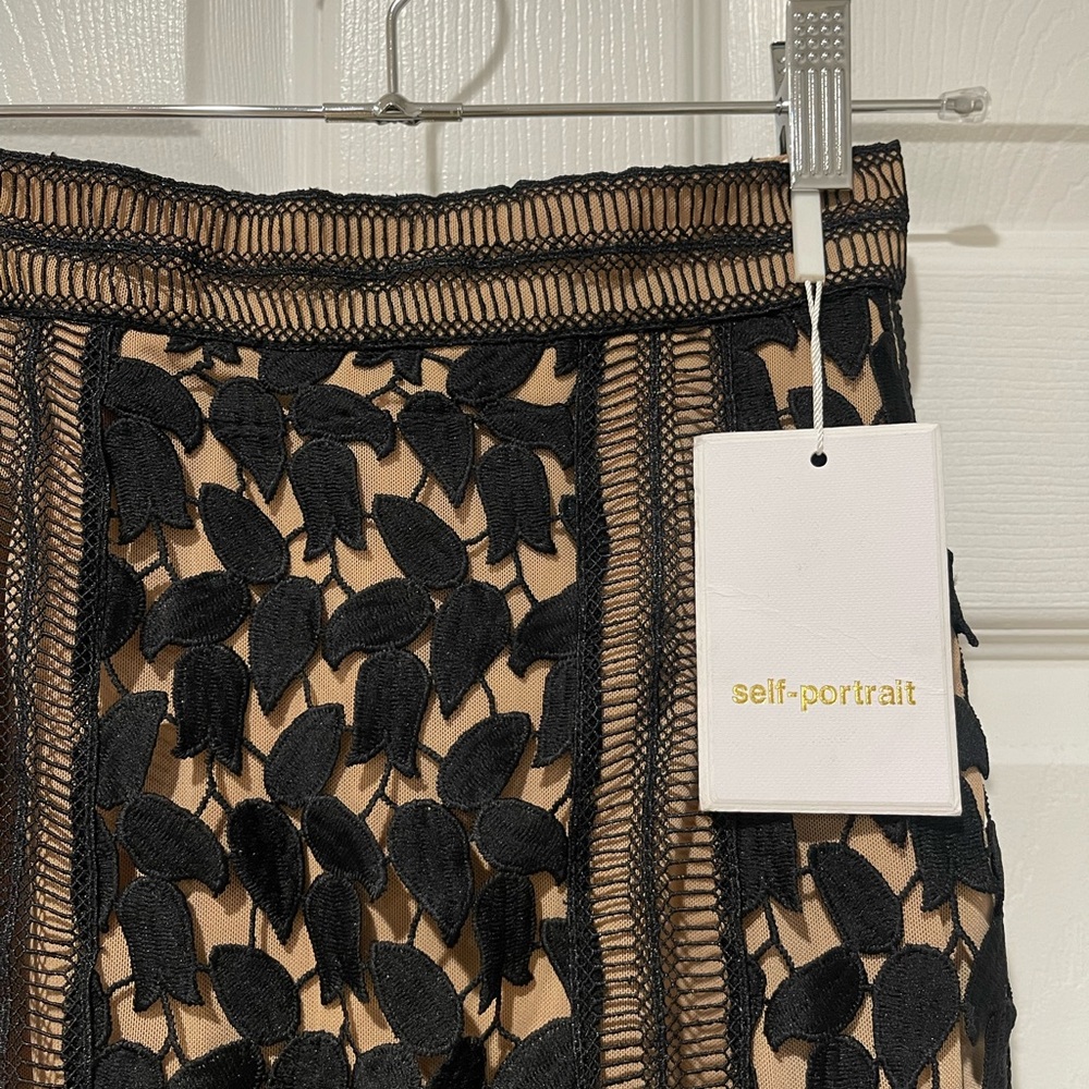 Self-Portrait Black and Brown Lace Midi Skirt - Picture 5 of 6